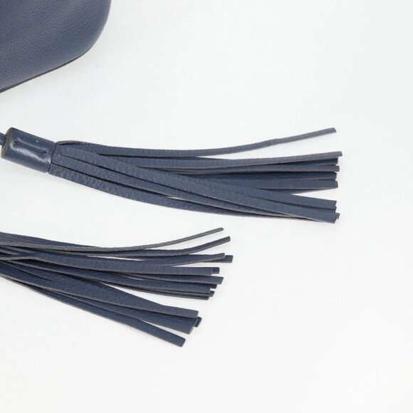 GUCCI Bamboo Hand Bag Leather 2way Blue Gold - Picture 8 of 16